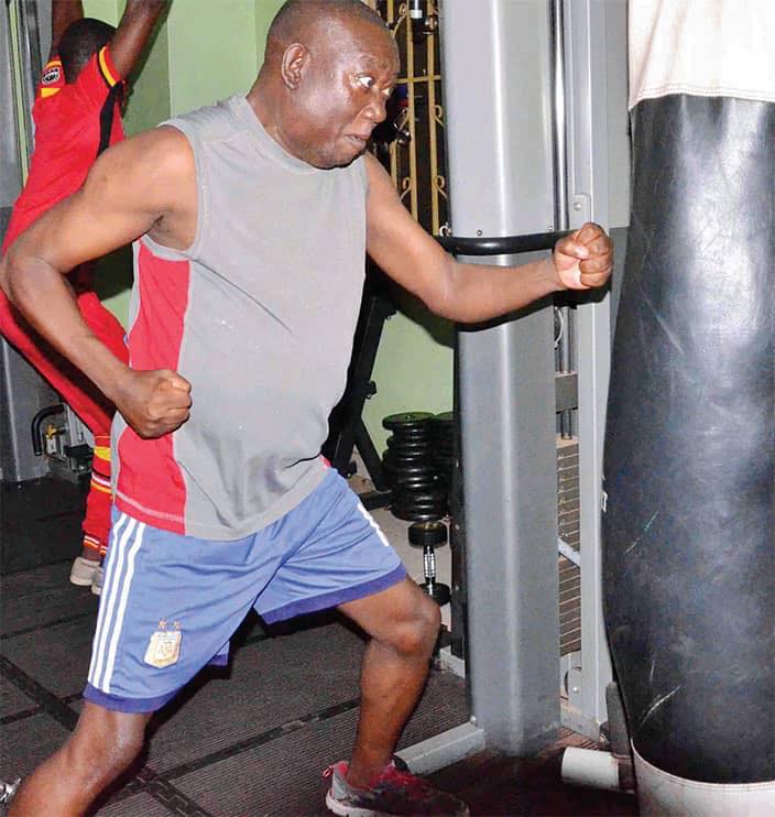 Kato Lubwama working out in his free time