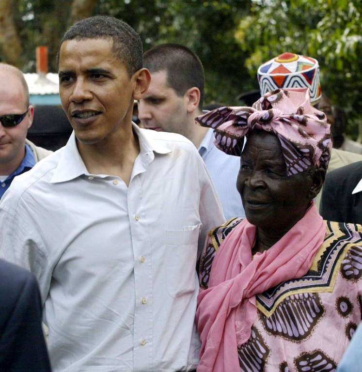 Barrack Obama with grandmother