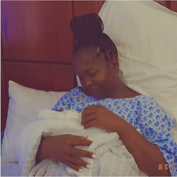 Anne Kansiime with her newly born baby boy