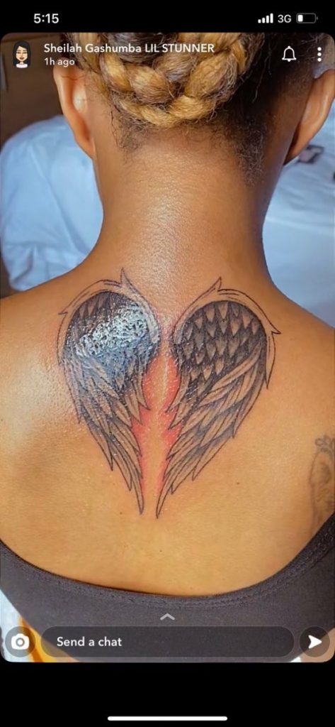 Sheilah Gashumba broken heart tattoo