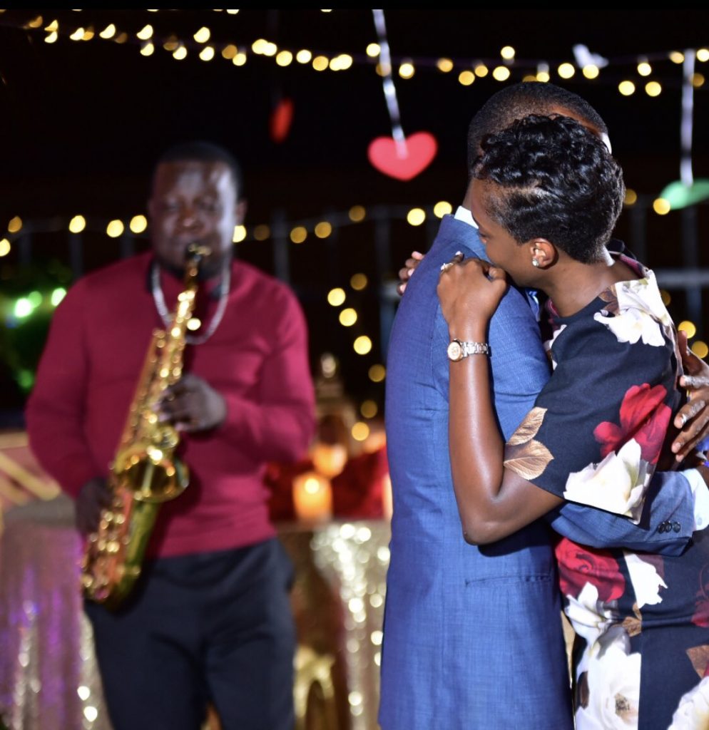 Raymond Mujuni hugging Rita Kanya after she said YES!