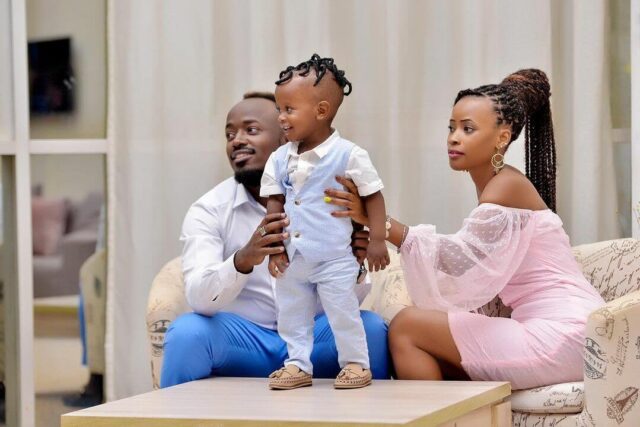 Ykee Benda and Julie Batenga with their baby boy, Dante Quain