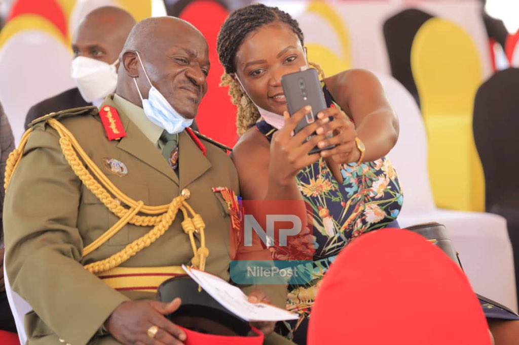 Gen Katumba with his late daughter, Nantongo Brenda Wamala at his swearing ceremony recently