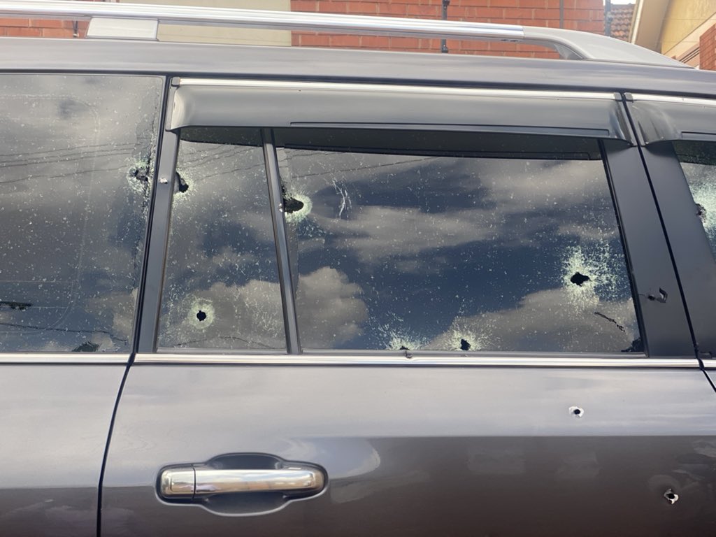 Katumba's car with bullet holes