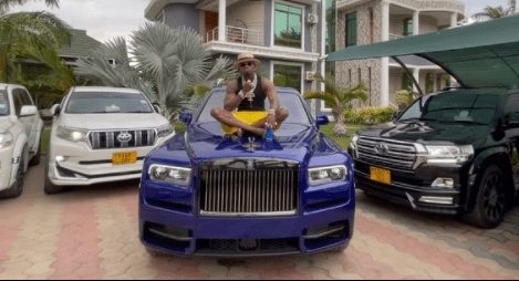 Diamond Platnumz seated on his newly acquired Rolls Royce Cullinan 2021