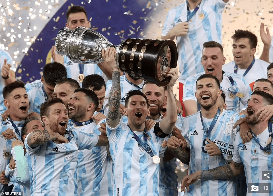 Lionel Messi lifting the Copa America