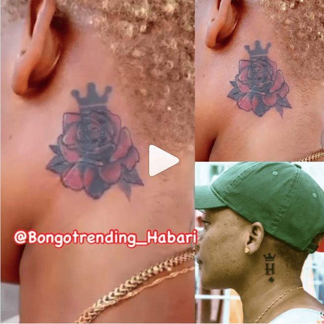 Kajala Masanja covers Harmonize's initials with a flower