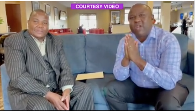 Dr. Vincent Kantongole (L) with Bishop Nathan Ibrahim Kirama