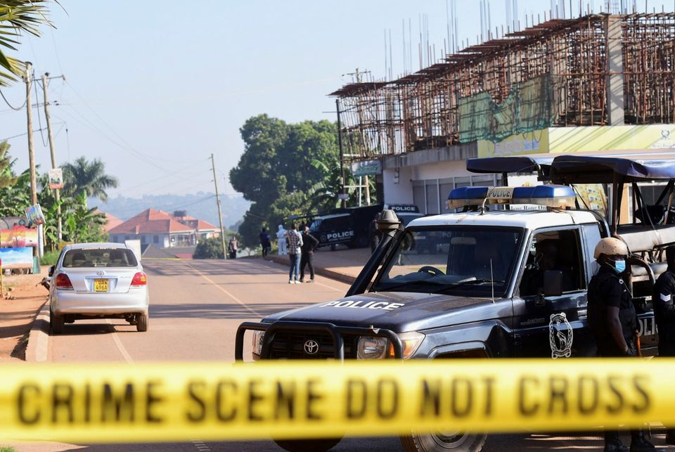 Police sealing off the bomb scene in Komamboga