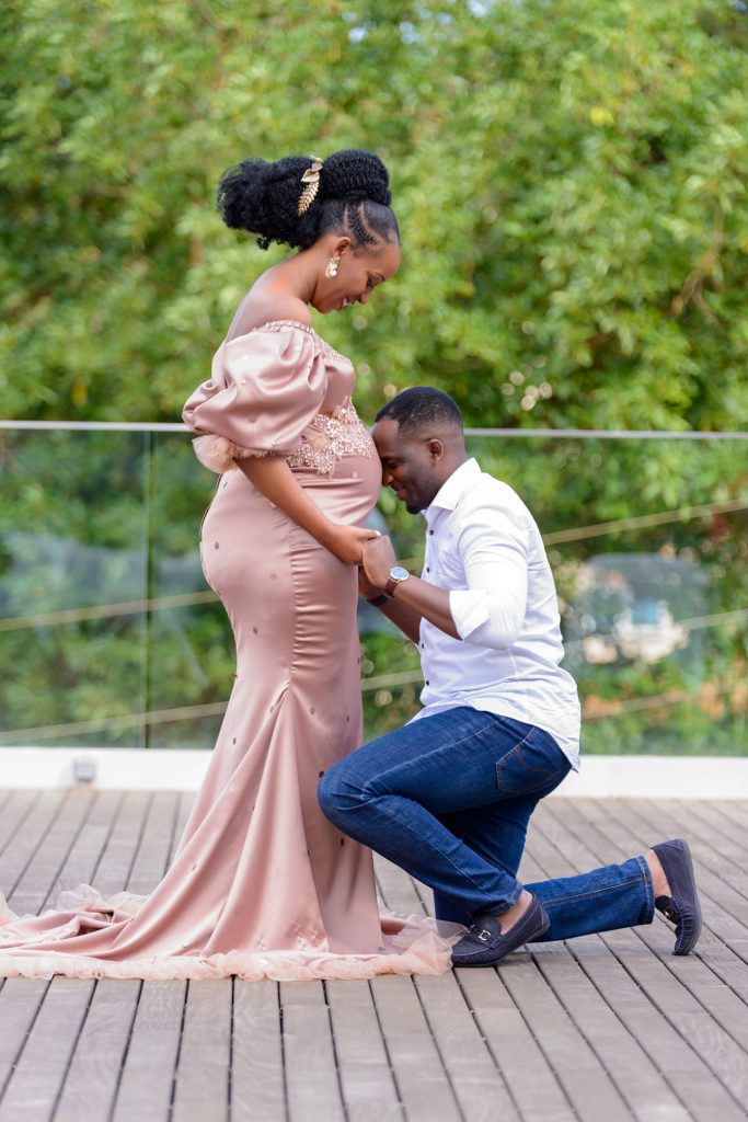 Musiime with pregnant wife, Christabell