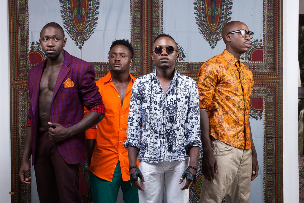 Willis Austin Chimano (second right) with Sauti Sol members