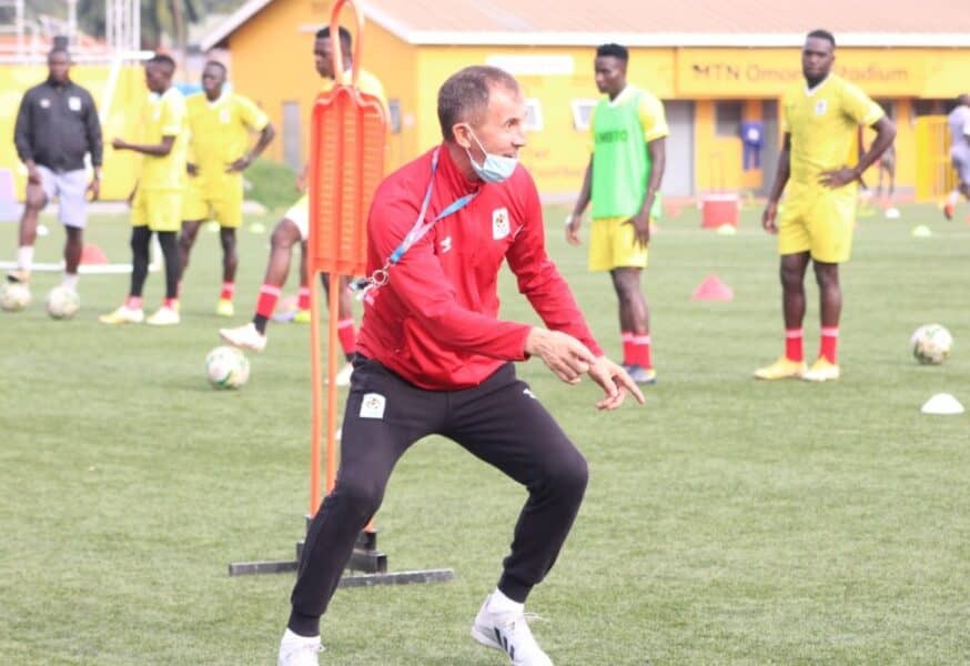 Micho with Uganda Cranes players in training