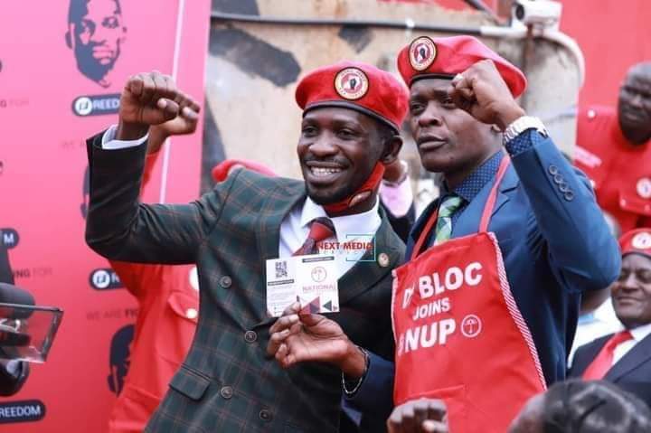 Bobi Wine and Jose Chameleone at NUP offices
