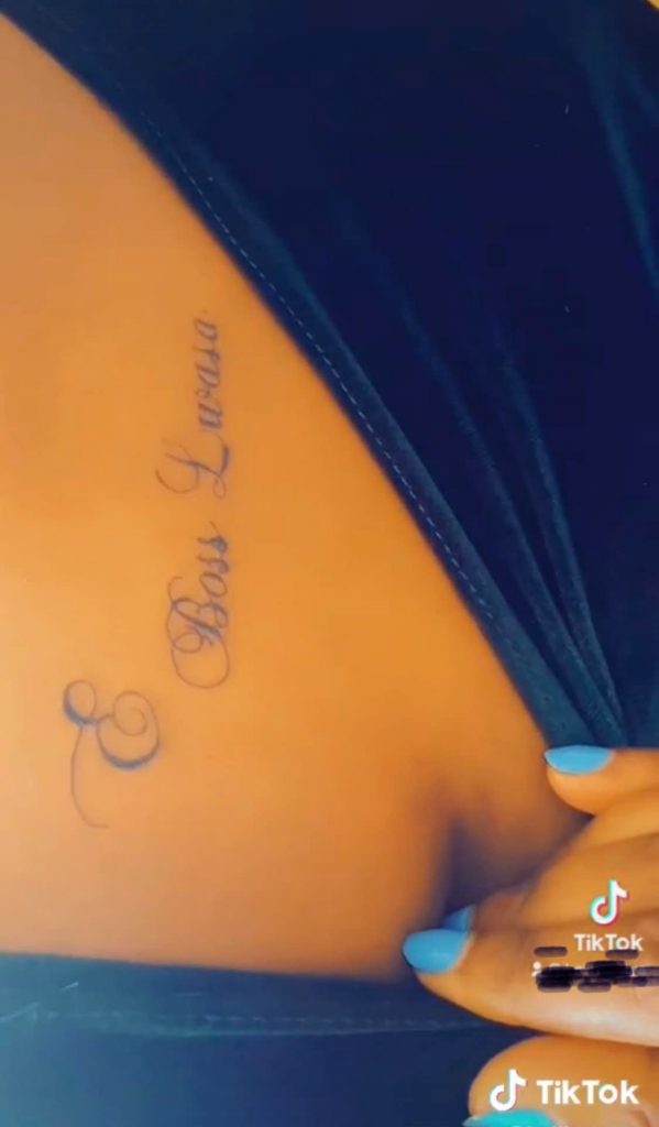 Lwasa'snew babe has a tattoo of his name on her shoulder