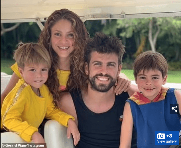 Gerard Pique and Shakira with their children