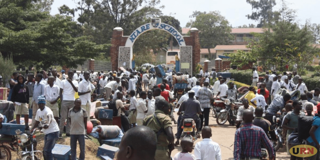 Suspended students outside Ntare School gate