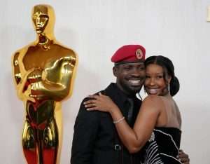 Bobi Wine with wife, barbie at the Oscars